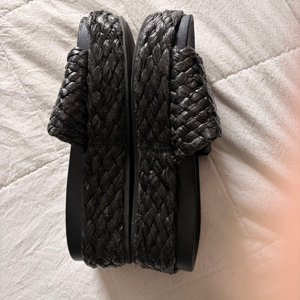 Nine West Black Woven Platform Slide Sandals Women’s 7.5 - Picture 4 of 9